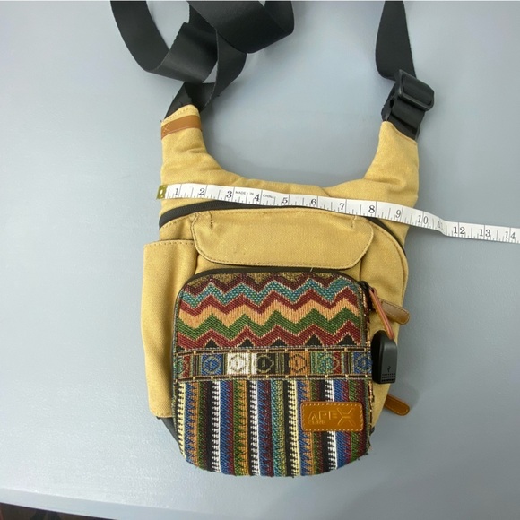 Apex tan crossbody sling travel festival bag with charger connection - Picture 11 of 15